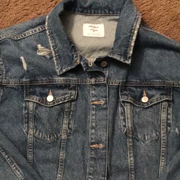 OLD NAVY BOYFRIEND DISTRESSED DENIM JACKET, XL, nearly new. - Picture 3 of 7